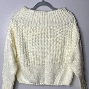 Fashion Nova Ivory Cable Knit Off The Shoulder Sweater Size S